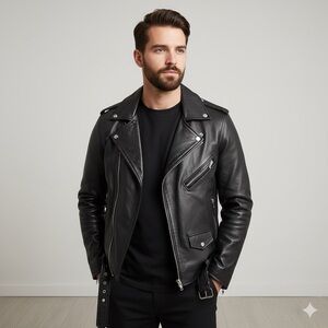Infinity London Men Leather Moto Jacket
